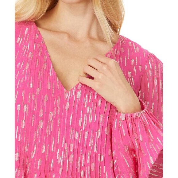 Lilly Pulitzer Cleme Long Sleeve Top Passion Fruit Pink Mystical - Picture 3 of 4